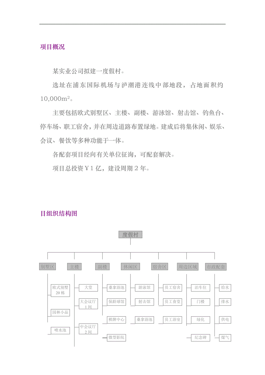 渡假村项目实施方案_第1页