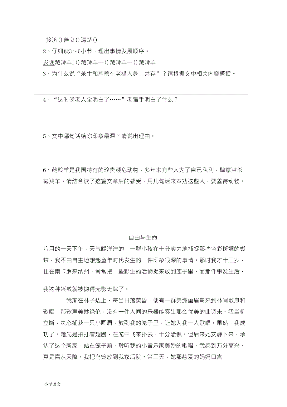 部编版六年级语文阅读理解_第5页