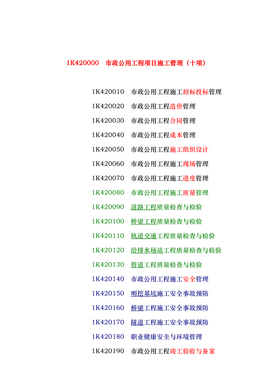 1K420000市政公用工程项目施工管理_第1页