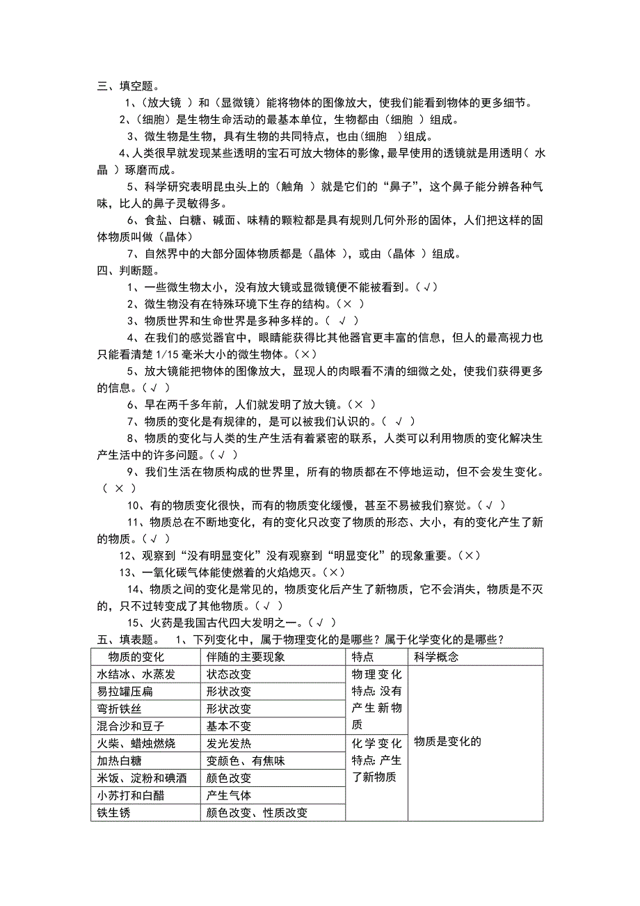 小学科学六年级下册第一单元测试题_第4页