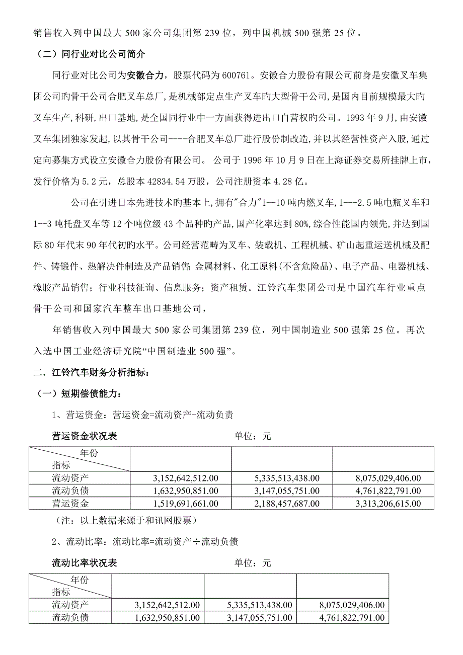 2022江铃汽车偿债能力分析电大财务报表分析作业_第2页