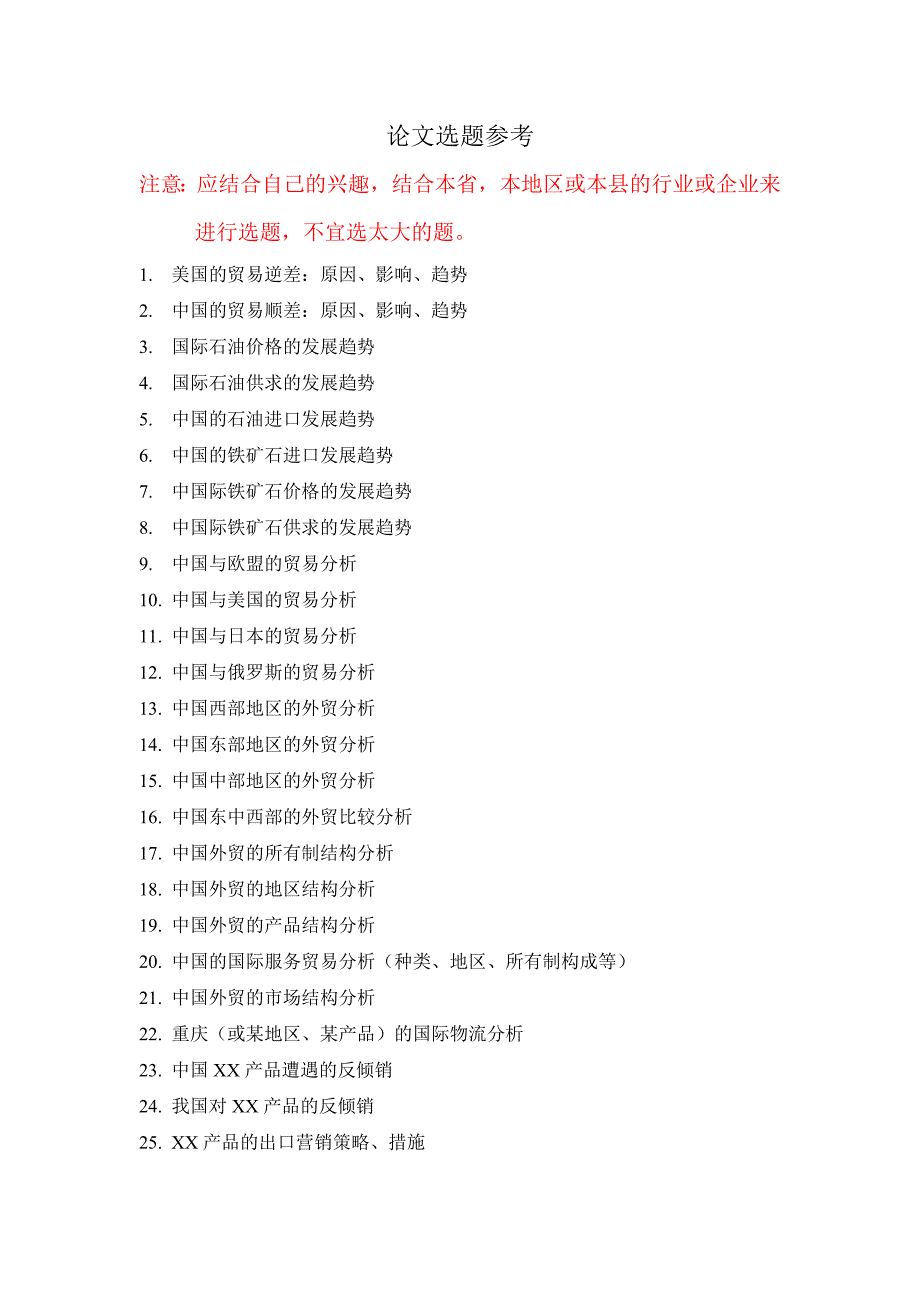国际经济与贸易 毕业选题参考.doc_第1页