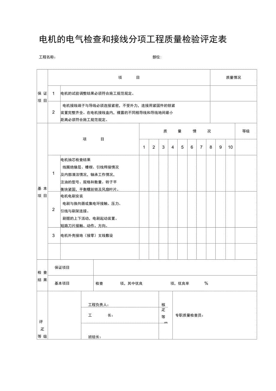 配管及管内穿线分项工程质量检验评定表_第5页