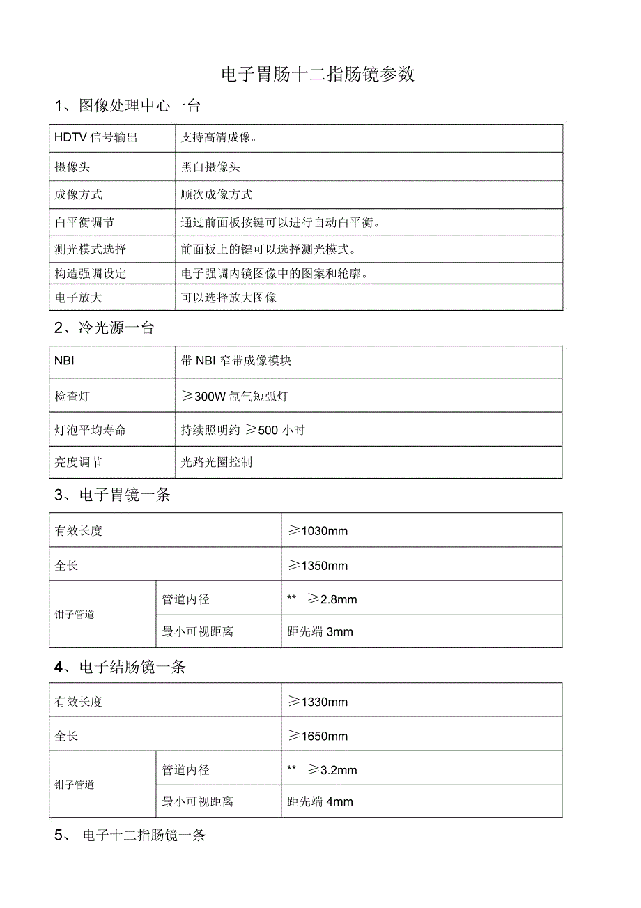 电子胃肠十二指肠镜参数_第1页