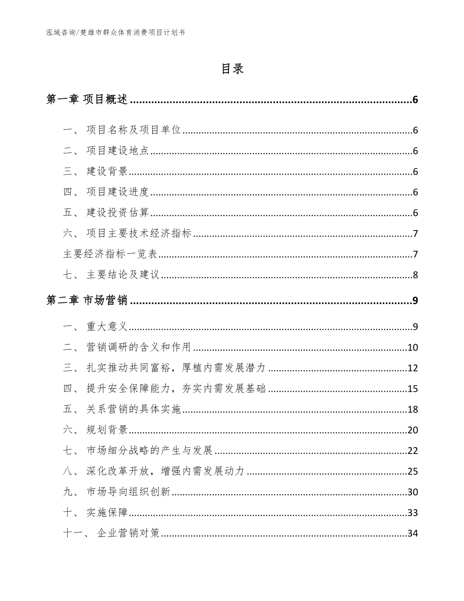 楚雄市群众体育消费项目计划书_第1页