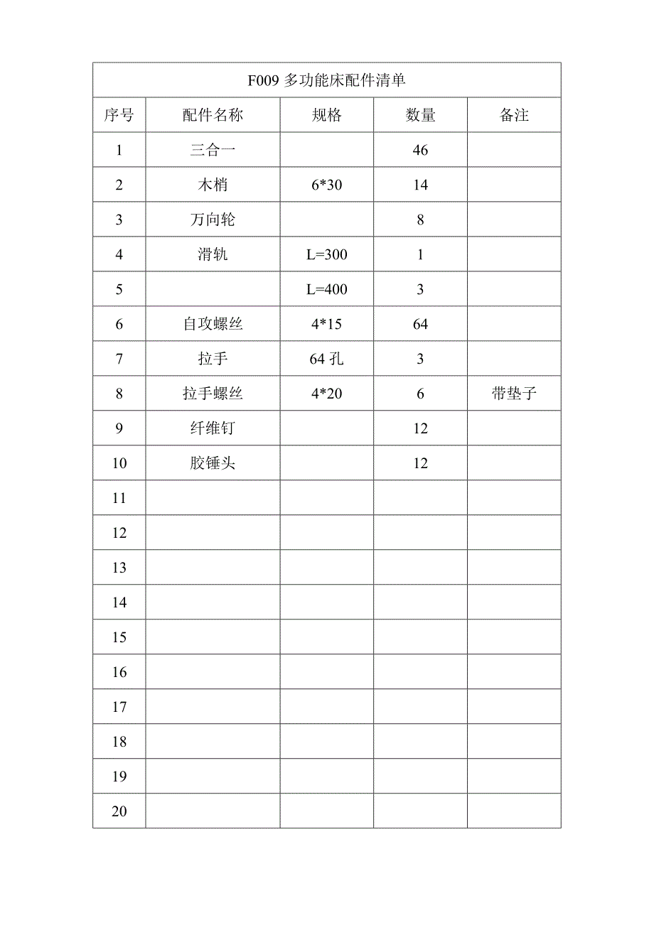 配件清单.doc_第1页