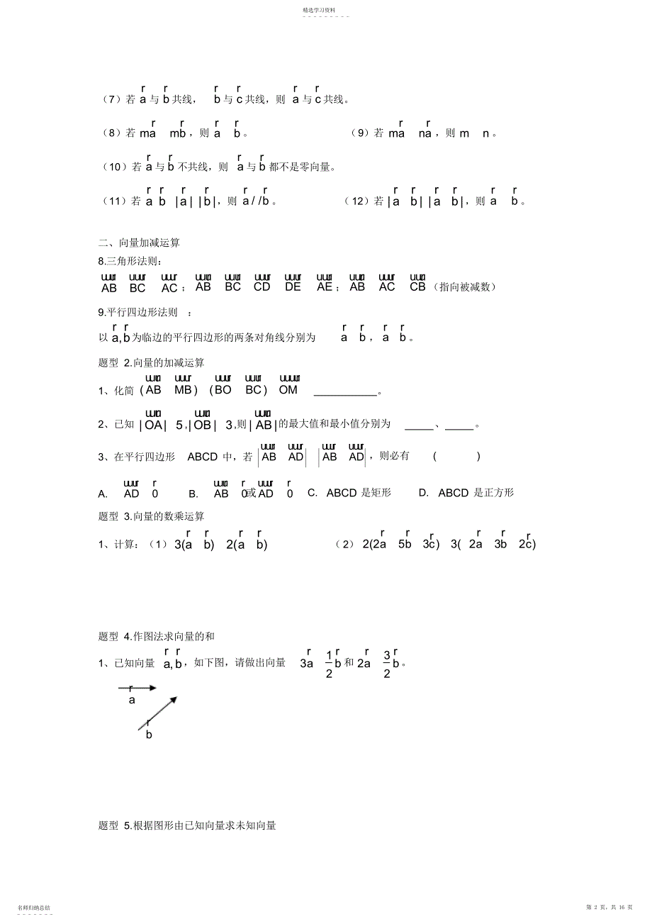 2022年平面向量题型归纳_第2页