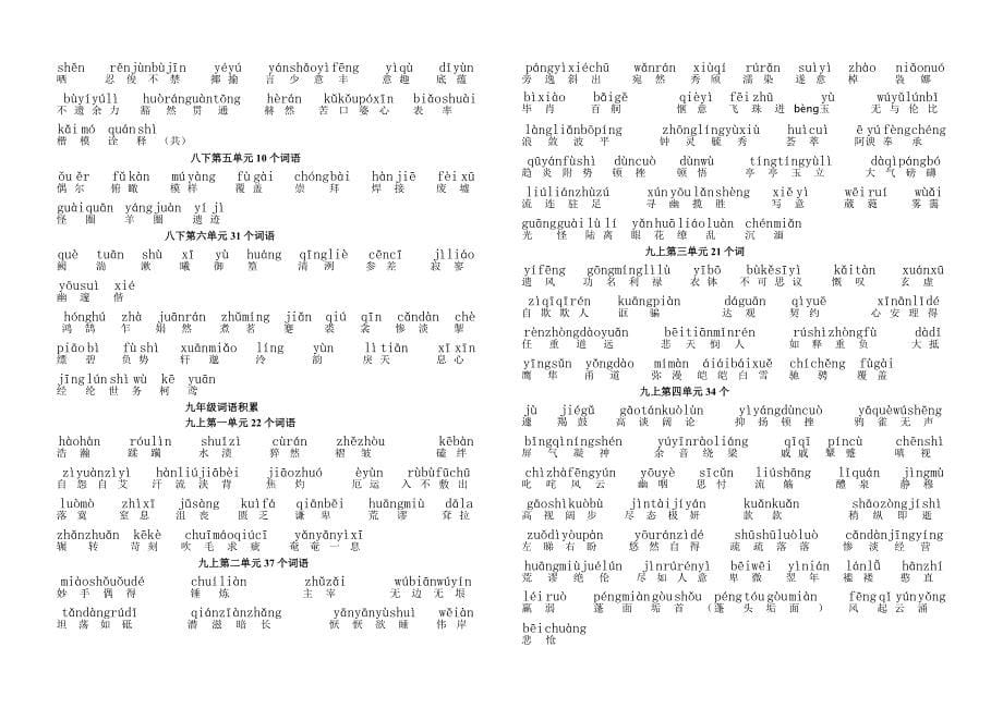 鄂教版语文七至九年级词语积累修改稿_第5页