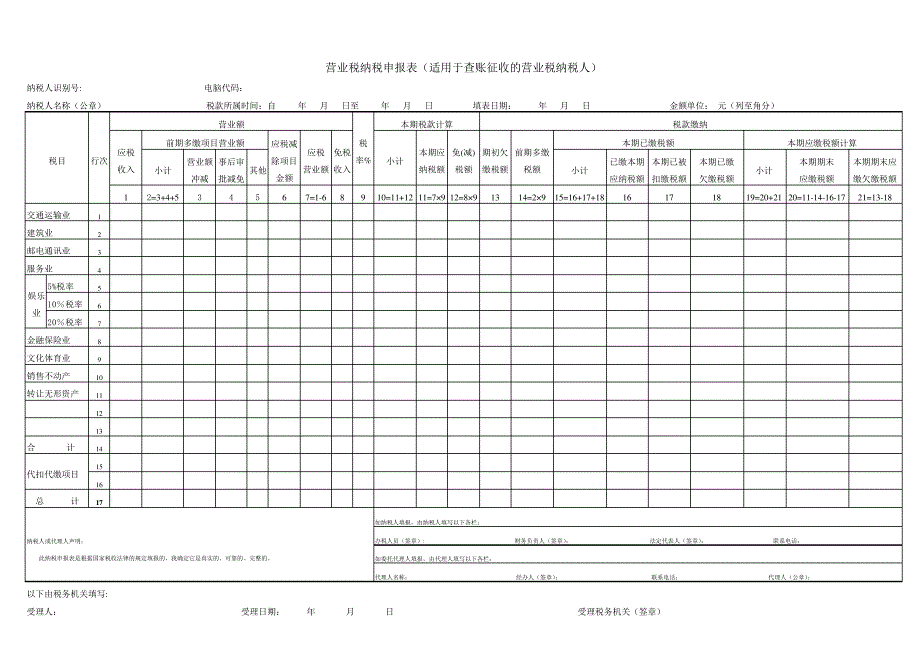 税法资料营业税纳税申报表_第1页