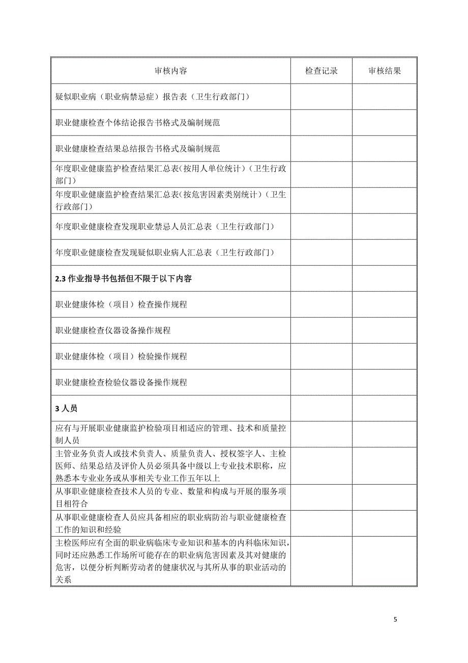 职业健康检查机构质量管理体系内部审核检查表.doc_第5页