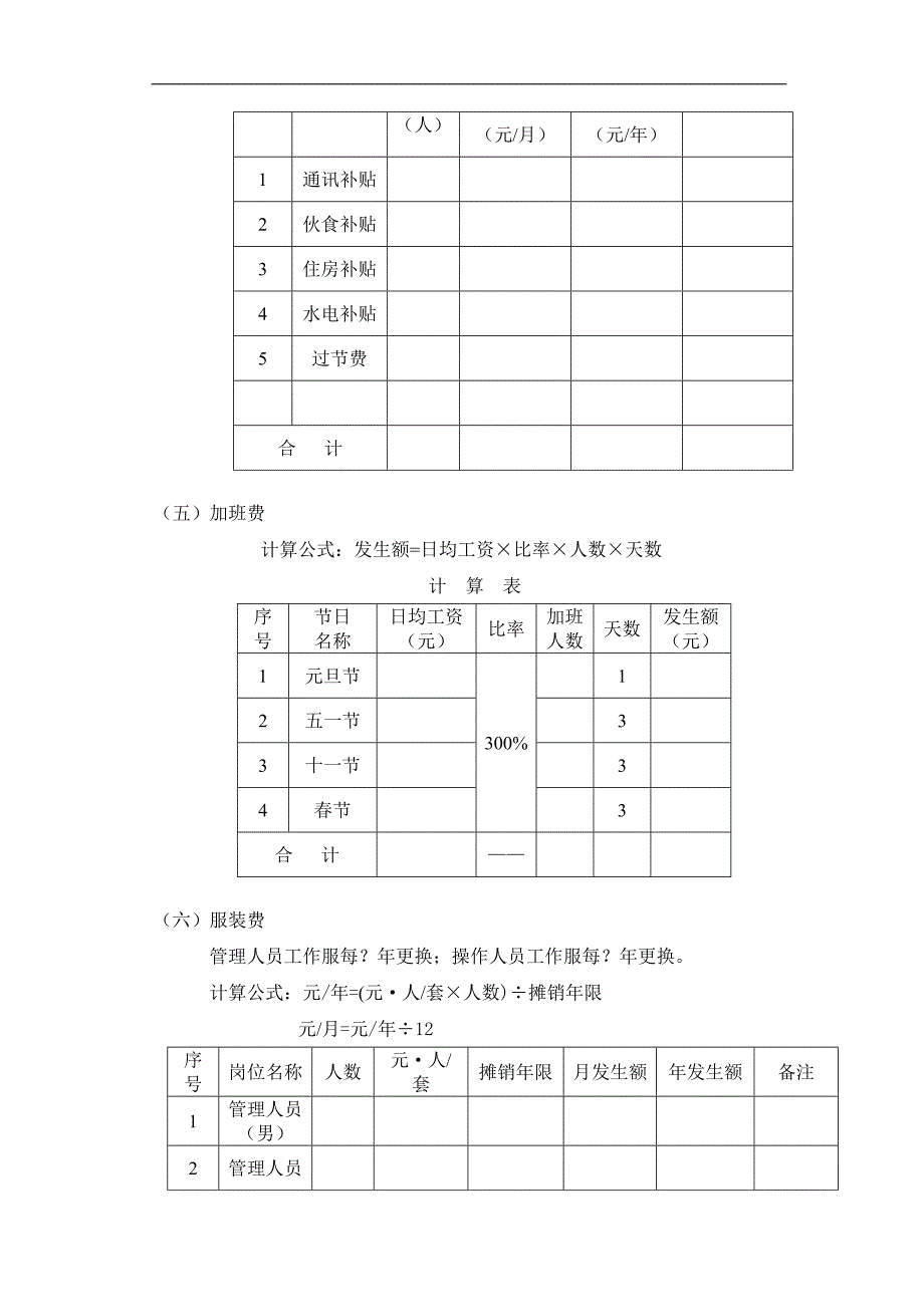 物业管理综合服务费用成本测算模板_第3页