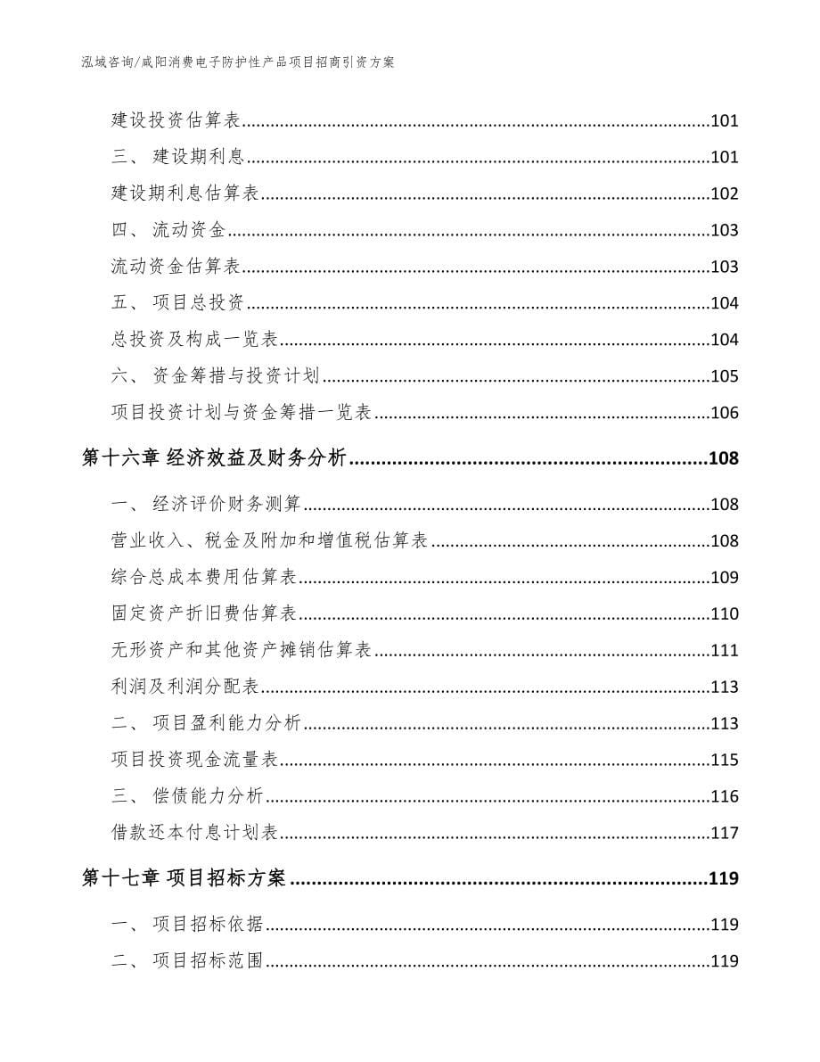 咸阳消费电子防护性产品项目招商引资方案_模板范文_第5页