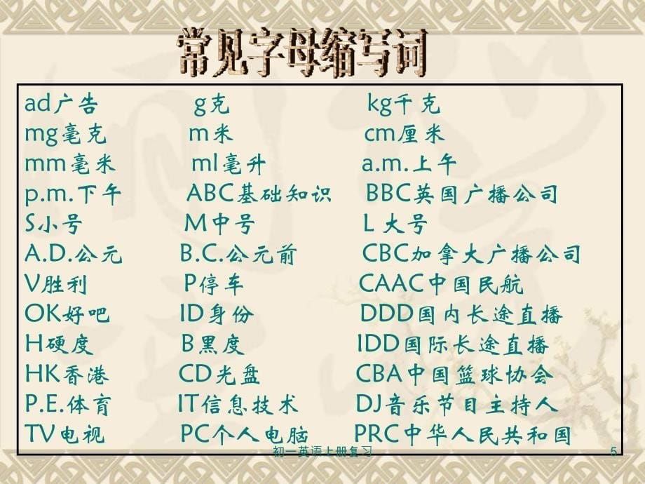 初一英语上册复习课件_第5页