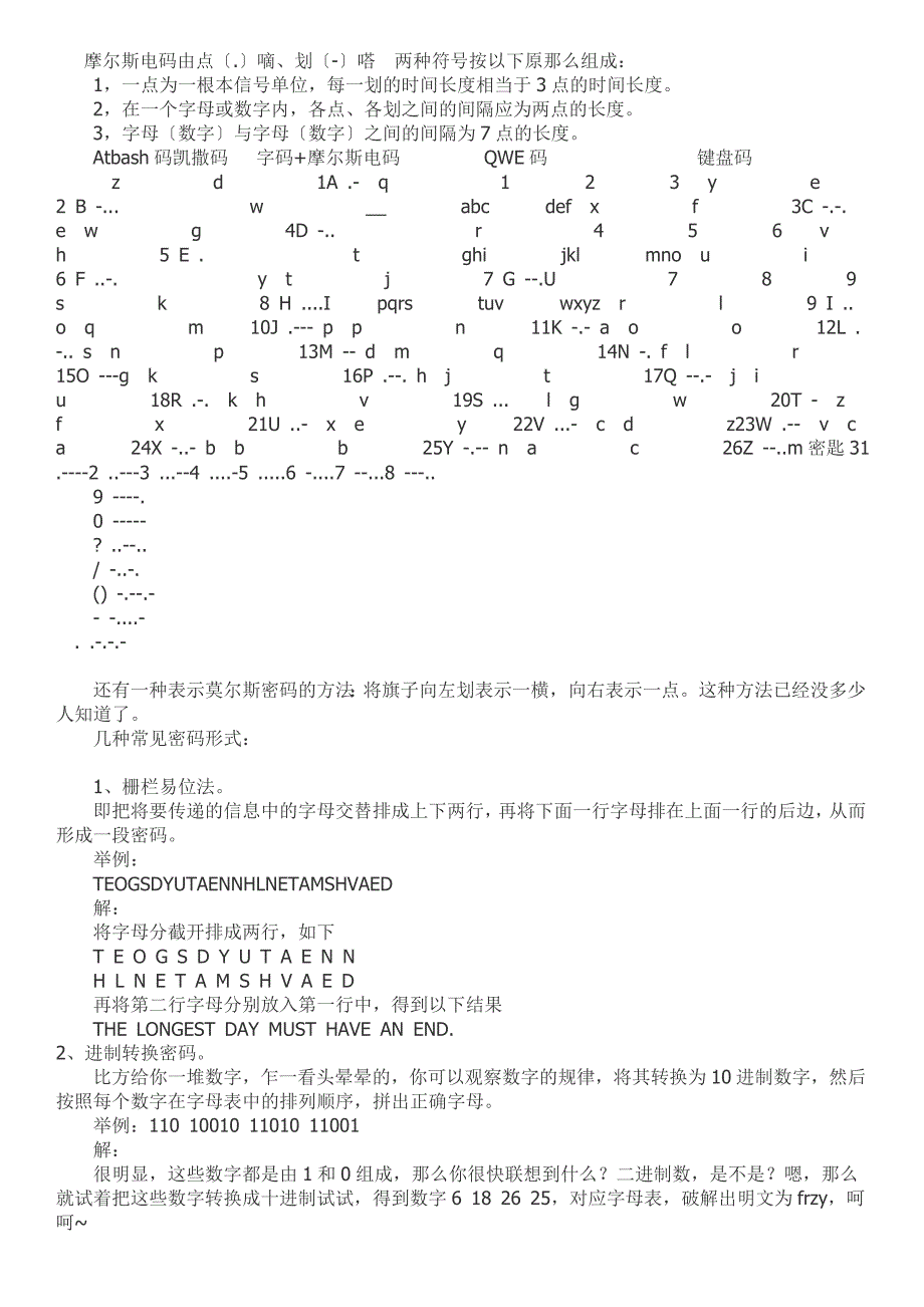 莫尔斯电码-摩尔斯电码-各类密码表全_第1页