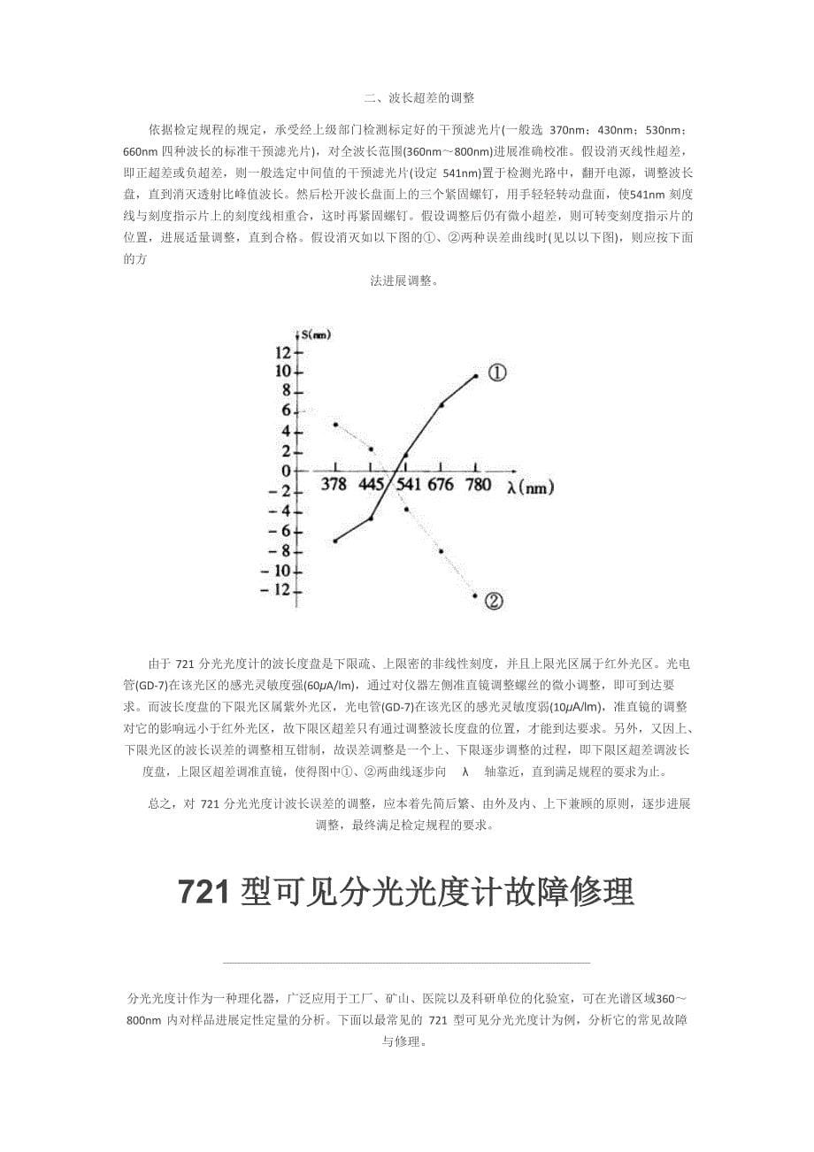 721型分光光度计使用及波长的检测与校正_第5页