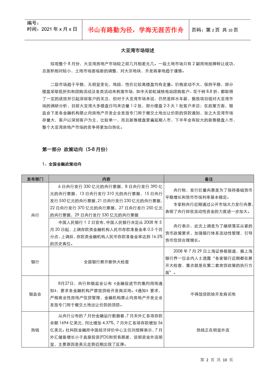 大亚湾-惠阳08年8月份房地产月报-16DOC-星彦_第2页