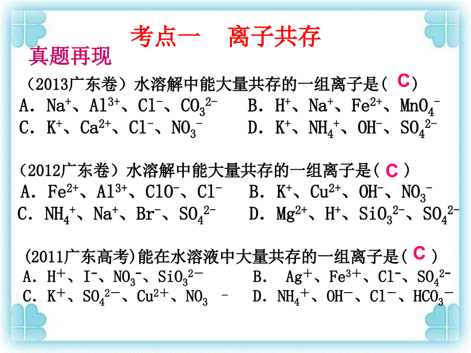 广东高三二轮复习离子反应专题_第3页