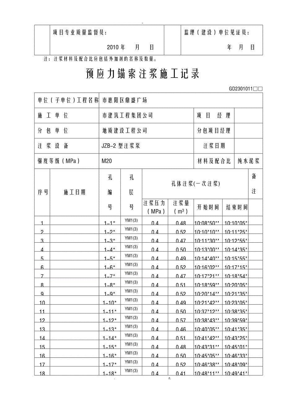 11预应力锚索注浆施工记录_第5页