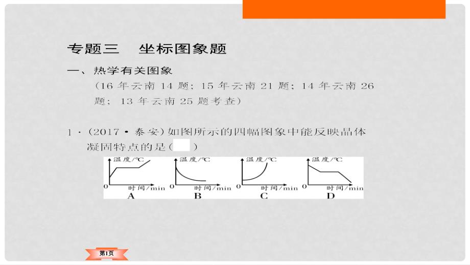 中考物理总复习 专题突破3 坐标图象题课件_第1页