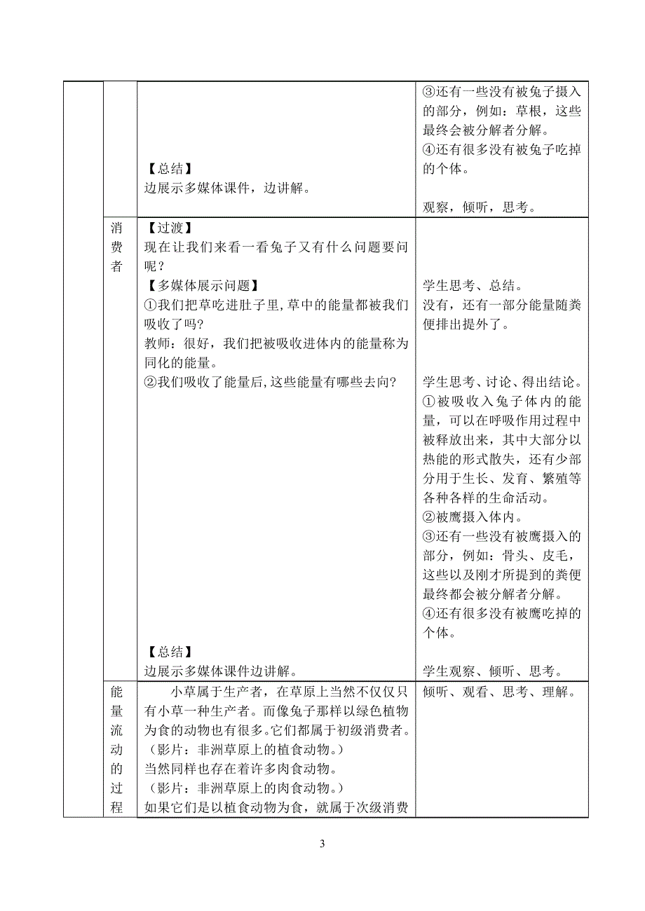 人教课标版高中生物必修三稳态与环境生态系统及其稳定性生态系统的能量流动教学设计.doc_第3页