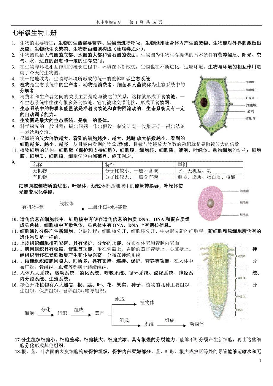 初中生物总复习资料{超全}新人教版_第1页