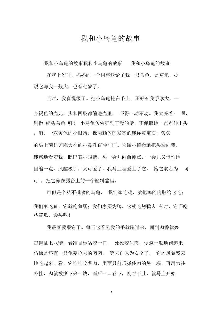 我及小乌龟故事.docx_第1页
