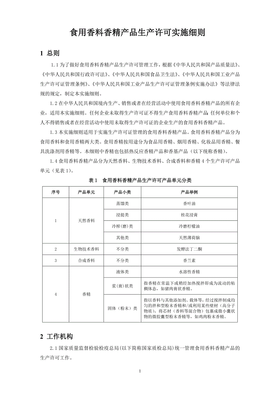 食用香料香精产品生产许可实施细则_第1页