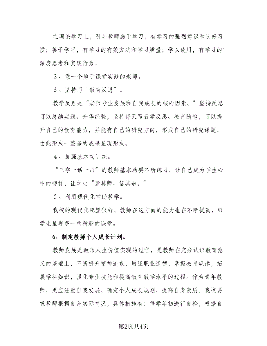 小学青年教师成长计划标准模板（二篇）.doc_第2页