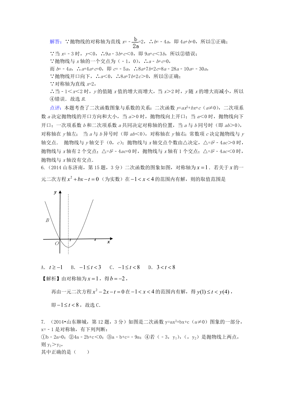 全国各地2014年中考数学试卷解析版分类汇编_二次函数专题.doc_第4页