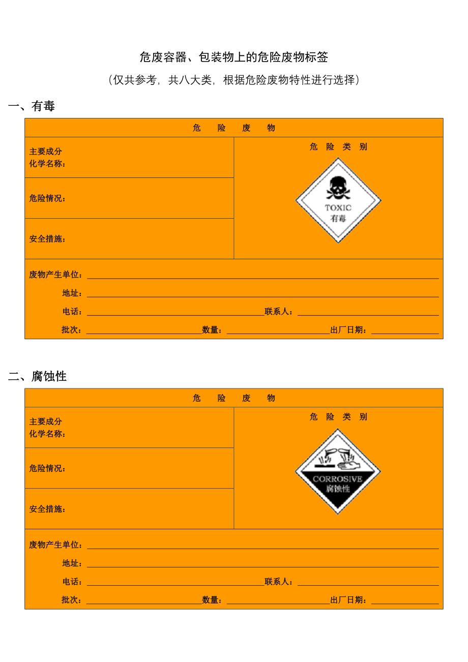 危险废物标识标签_第1页