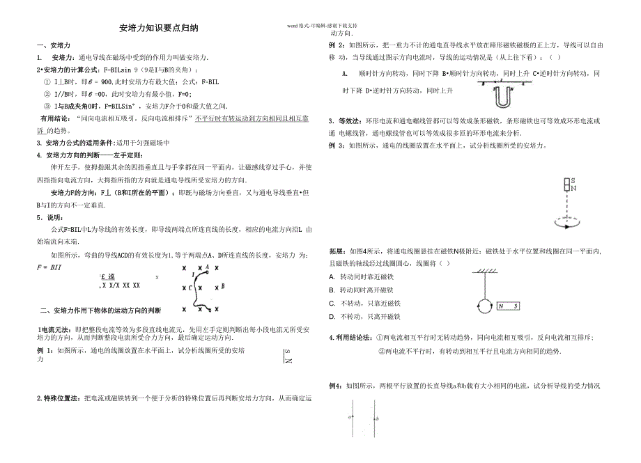 安培力知识要点归纳_第1页