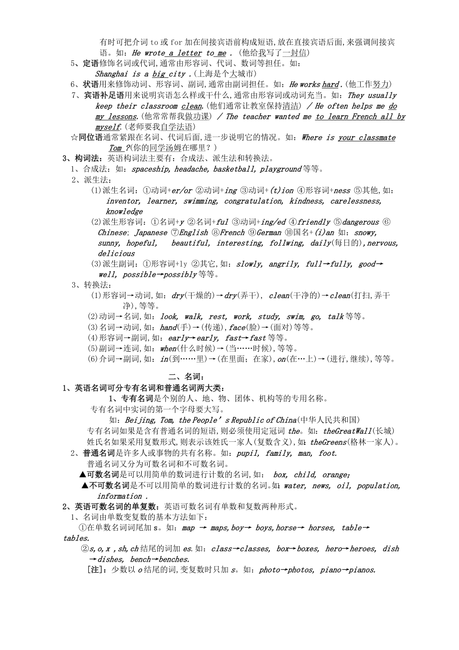 doc文档初中英语语法学习提纲新课标人教版_第2页