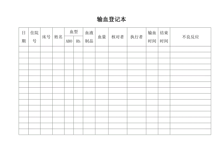 医学专题：输血登记本_第1页