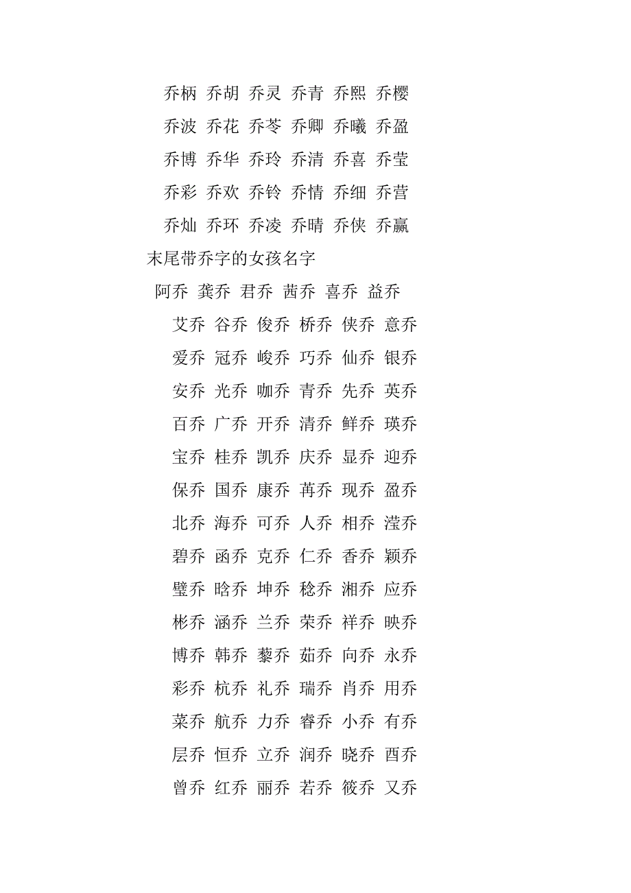 2023年带乔字的女孩名字_女生常用字_第4页