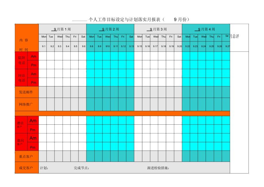 个人工作目标设定与目标完成情况表_第1页