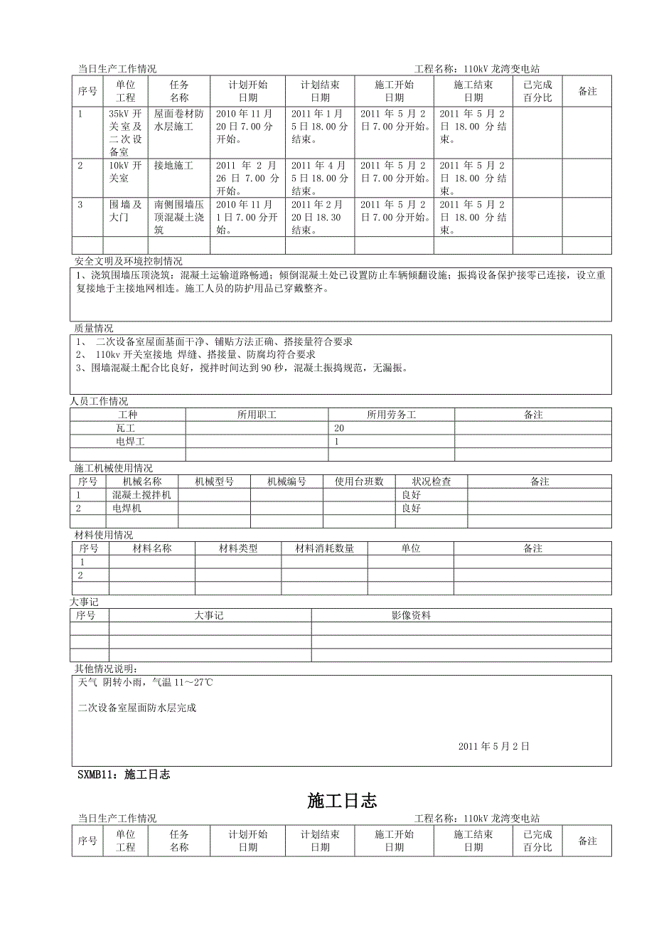 建筑年SXMB：施工日志月份_第2页