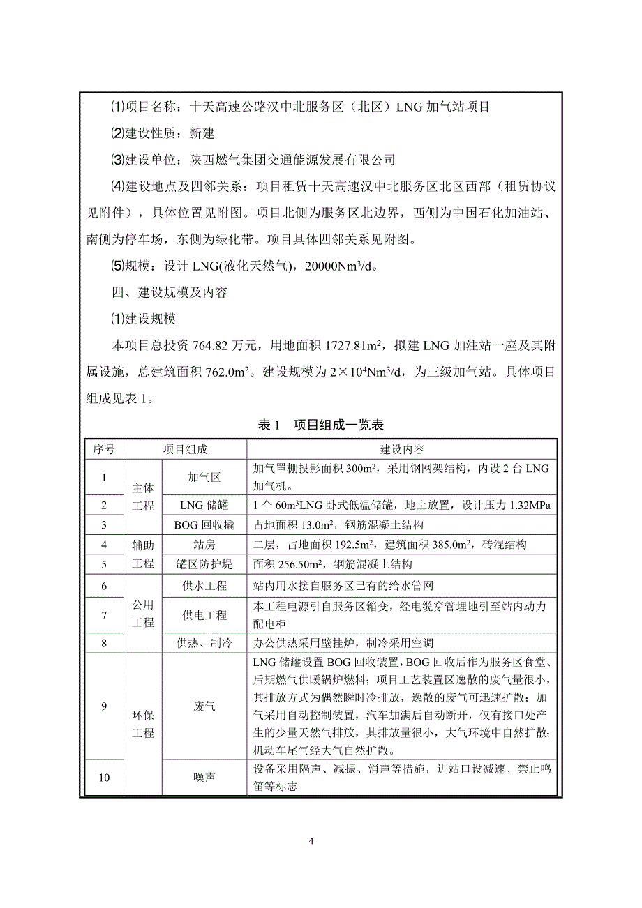 十天高速公路汉中北服务区（北区）LNG加气站项目环境影响报告表.docx_第4页