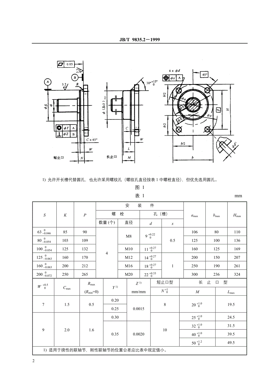 JBT9835.2-1999农用齿轮泵安装法兰和轴伸的尺寸系列和标记.doc_第4页