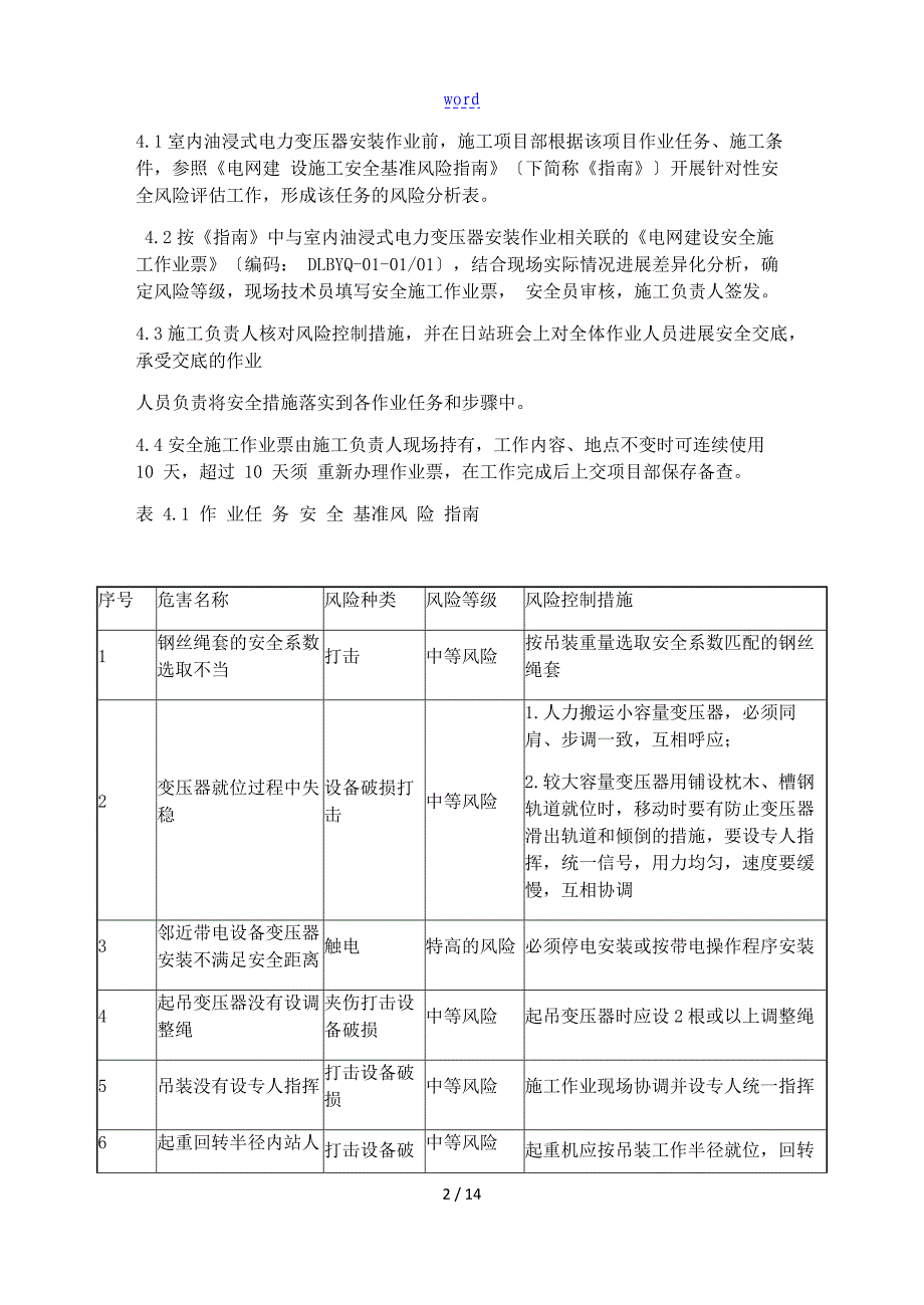 室内油浸式电力变压器安装作业指导书_第2页