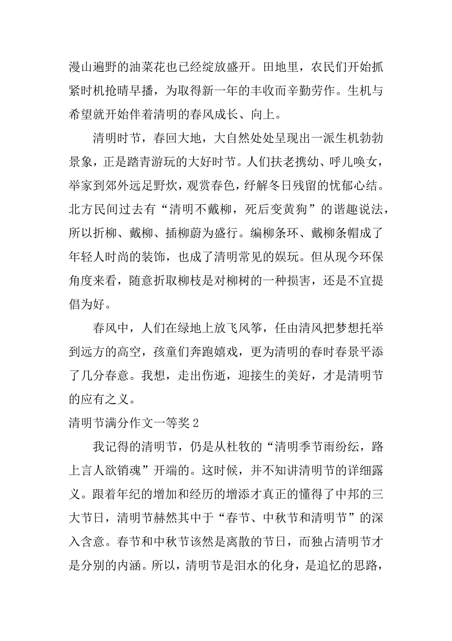 清明节满分作文一等奖7篇关于清明节的作文一等奖_第2页