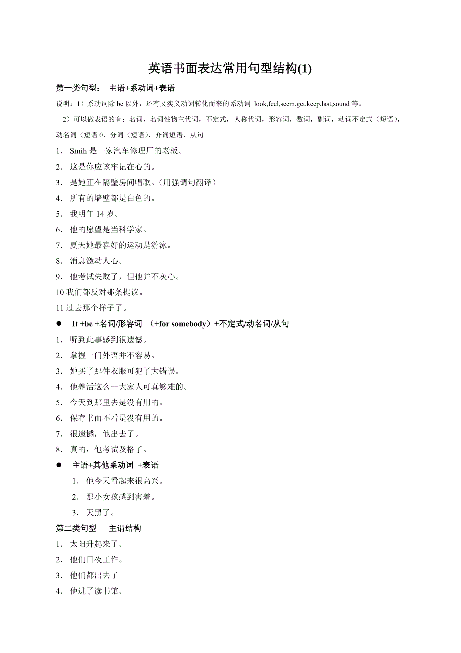 英语书面表达常用句型结构_第1页