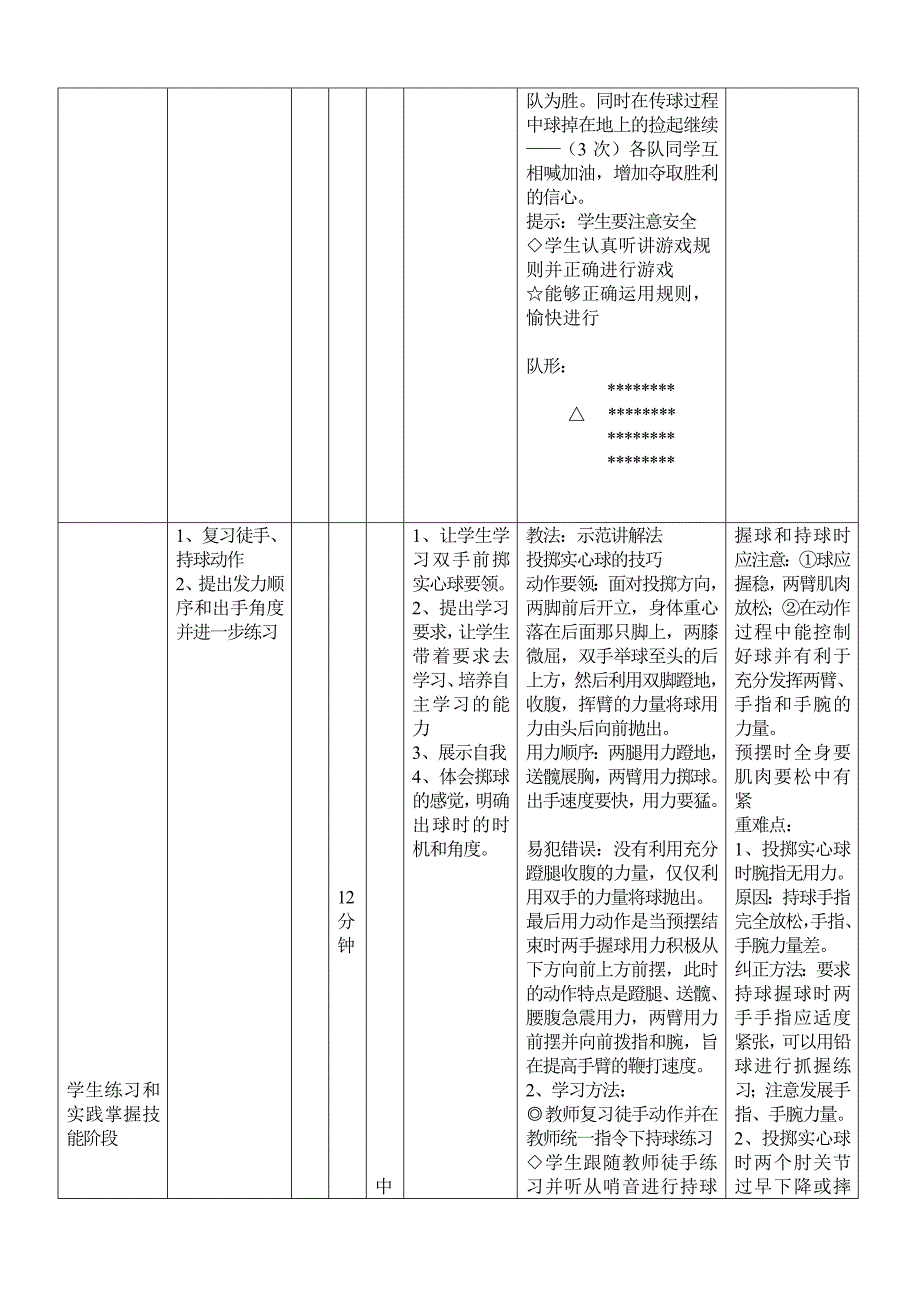 原地前掷实心球（教案）.doc_第3页