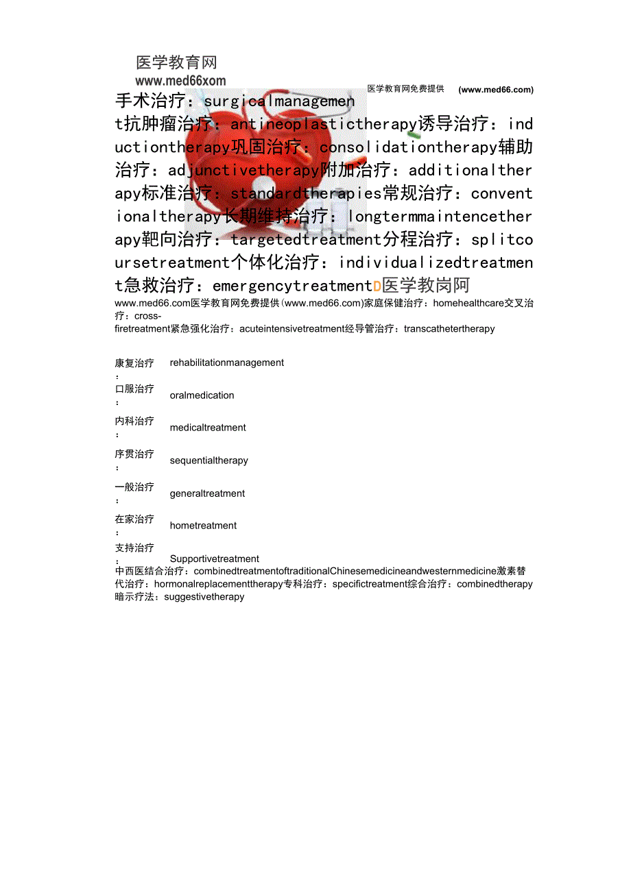 各种治疗方法的名称英文说法_第1页