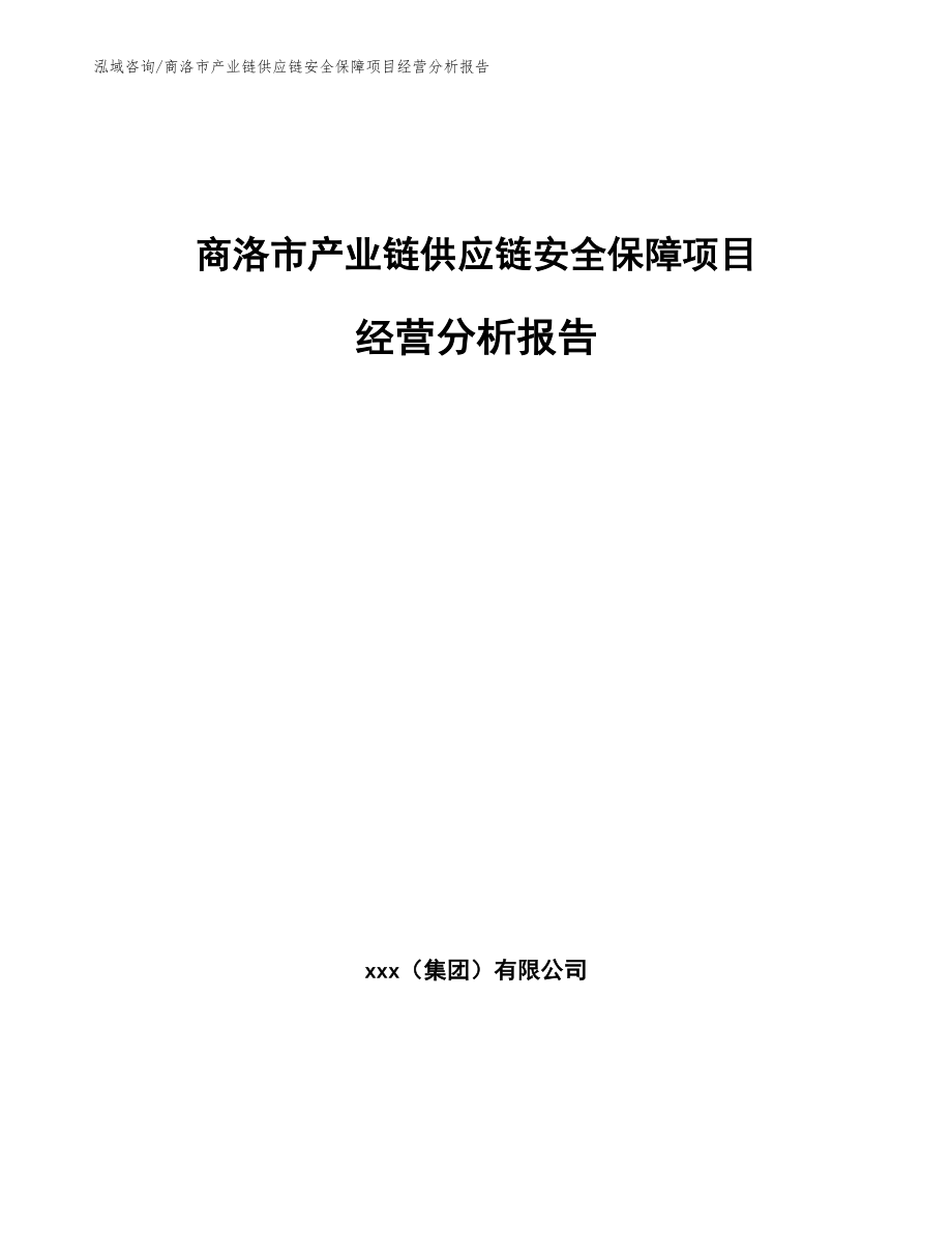 商洛市产业链供应链安全保障项目经营分析报告（范文）_第1页