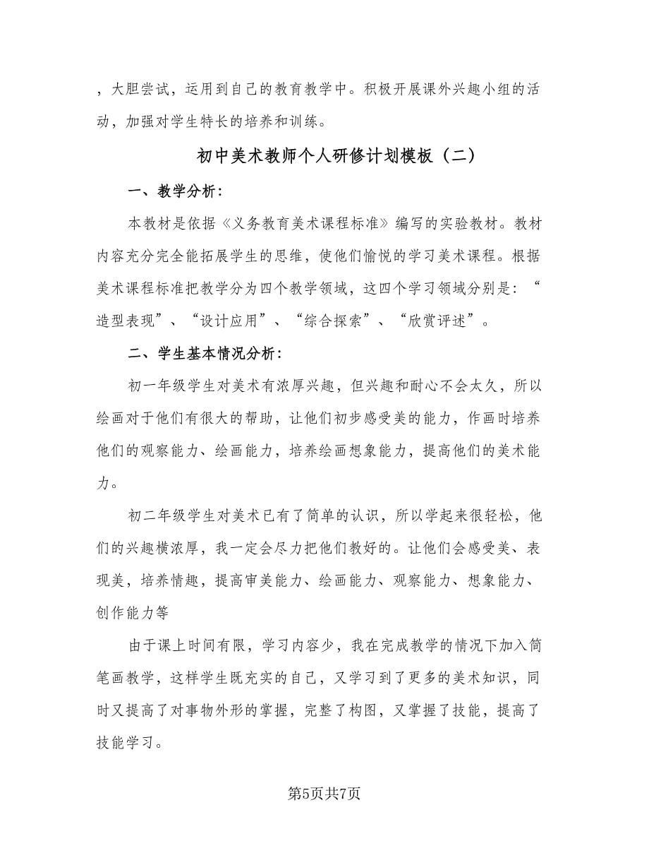 初中美术教师个人研修计划模板（2篇）.doc_第5页