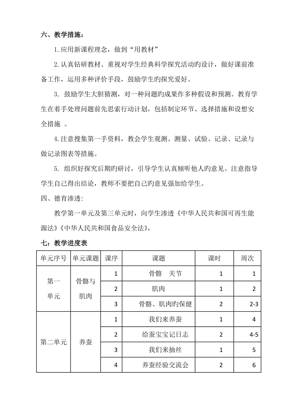 苏教版科学四年级下册教学计划_第3页