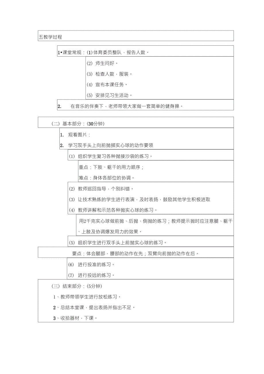 双手头上向前抛掷实心球教案设计_第2页