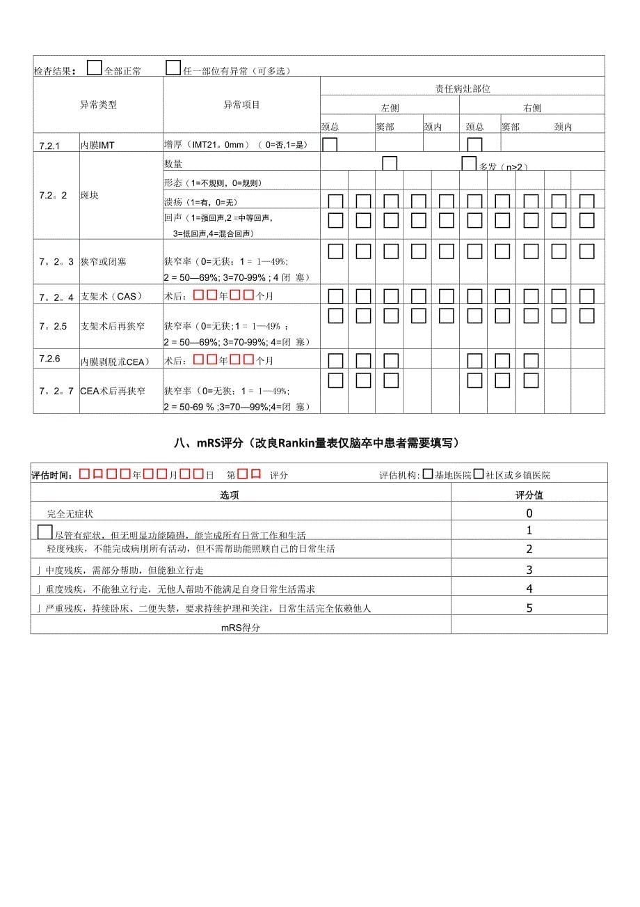 脑卒中高危人群筛查和干预项目风险评估表_第5页