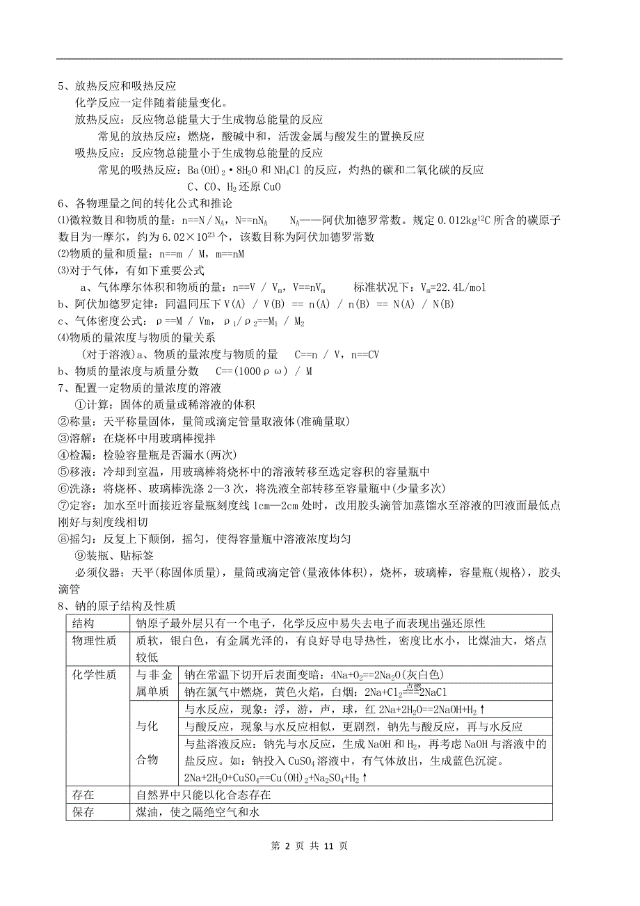 高中化学学业水平测试必修1、2必背考点（人教版）.doc_第2页