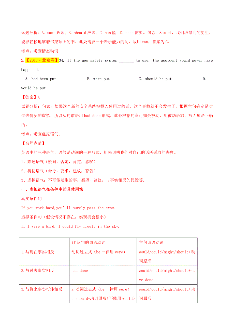 三年高考（2017_2019）高考英语真题分项汇编专题06情态动词和虚拟语气（含解析）.docx_第4页